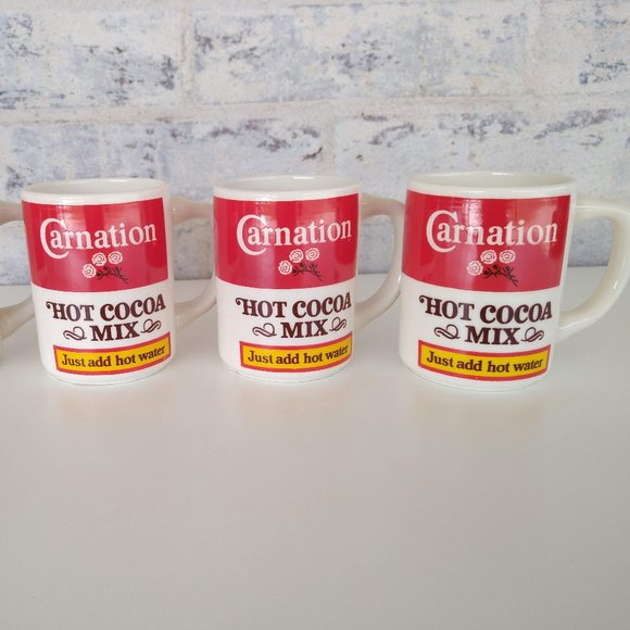 Vintage Carnation Hot Cocoa Mix Ceramic Mugs Set of 4- Hot Chocolate Cups Nestle - Picture 12 of 12